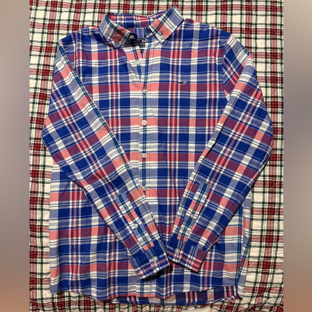 NWT Vineyard Vines Blue and Pink Checkered Shirt
